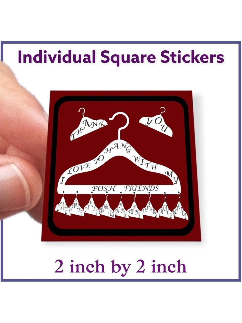 100 (2x2 Inch) Square Stickers, Posh Hanger High Gloss, Thank You - Picture 2 of 3